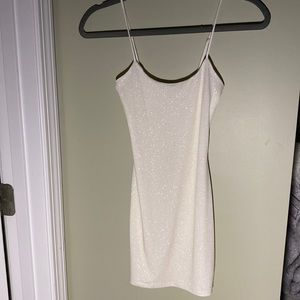white sparkly mini dress